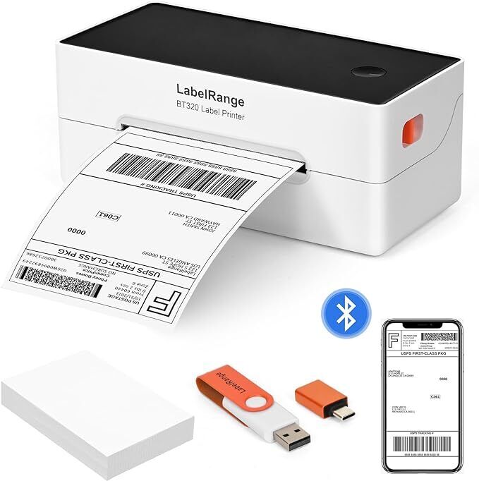 Bluetooth Thermal Shipping Label Printer LabelRange BT320, can Print From iPhone