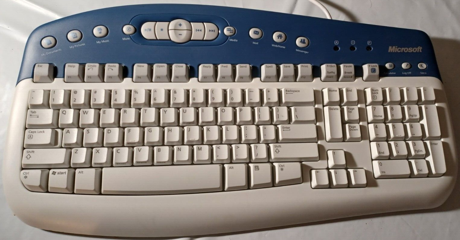 Vintage Pre-Dell MICROSOFT Multimedia Keyboard KB0168 Gray PS2