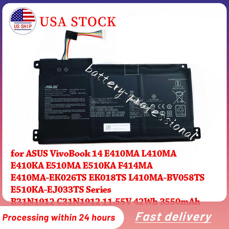 Genuine B31N1912 Battery for Asus E410M E410MA L410M L410MA E410KA F414MA 42Wh