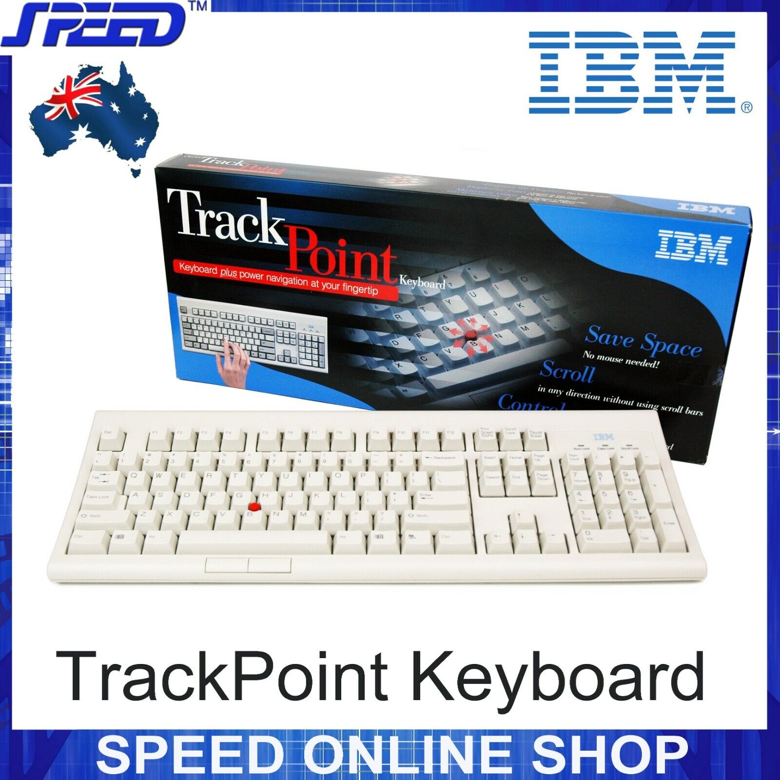 IBM KPD8923 Trackpoint PC Keyboard -01K1219 / 01K1259 / 04K0050 -(PS2 Interface)