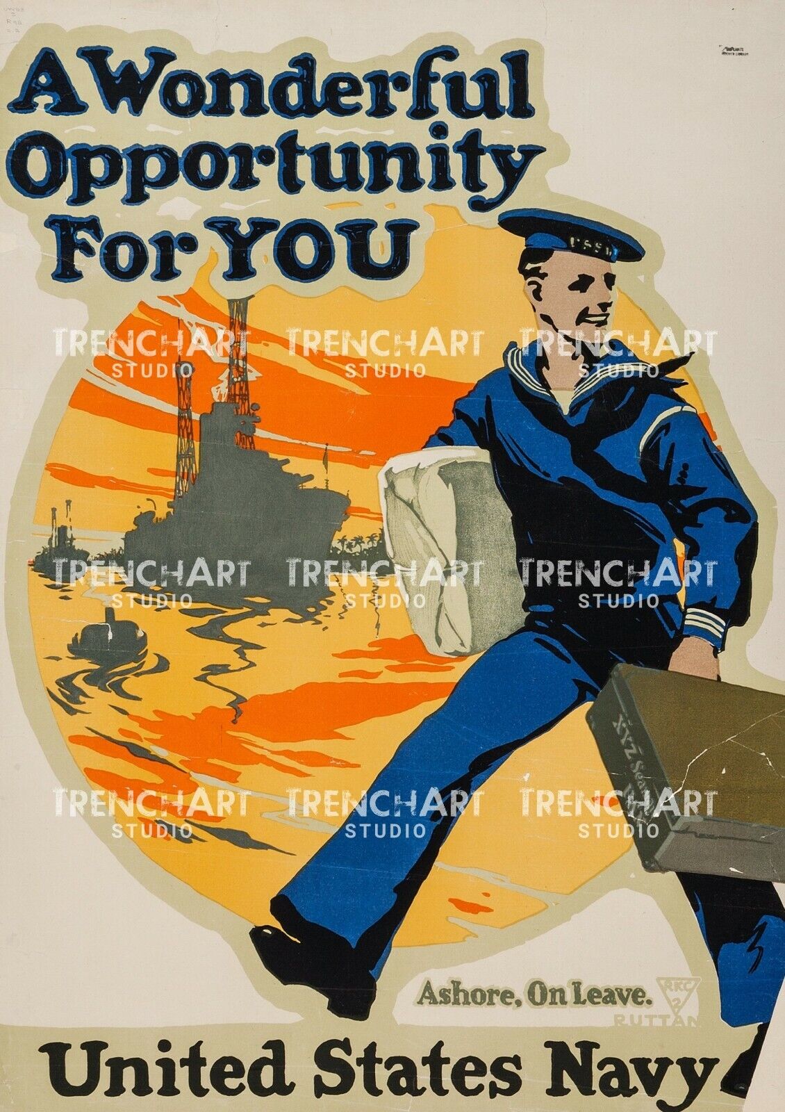 Propaganda Poster Print WW2 WWII United States NAVY wonderful you sailor ship