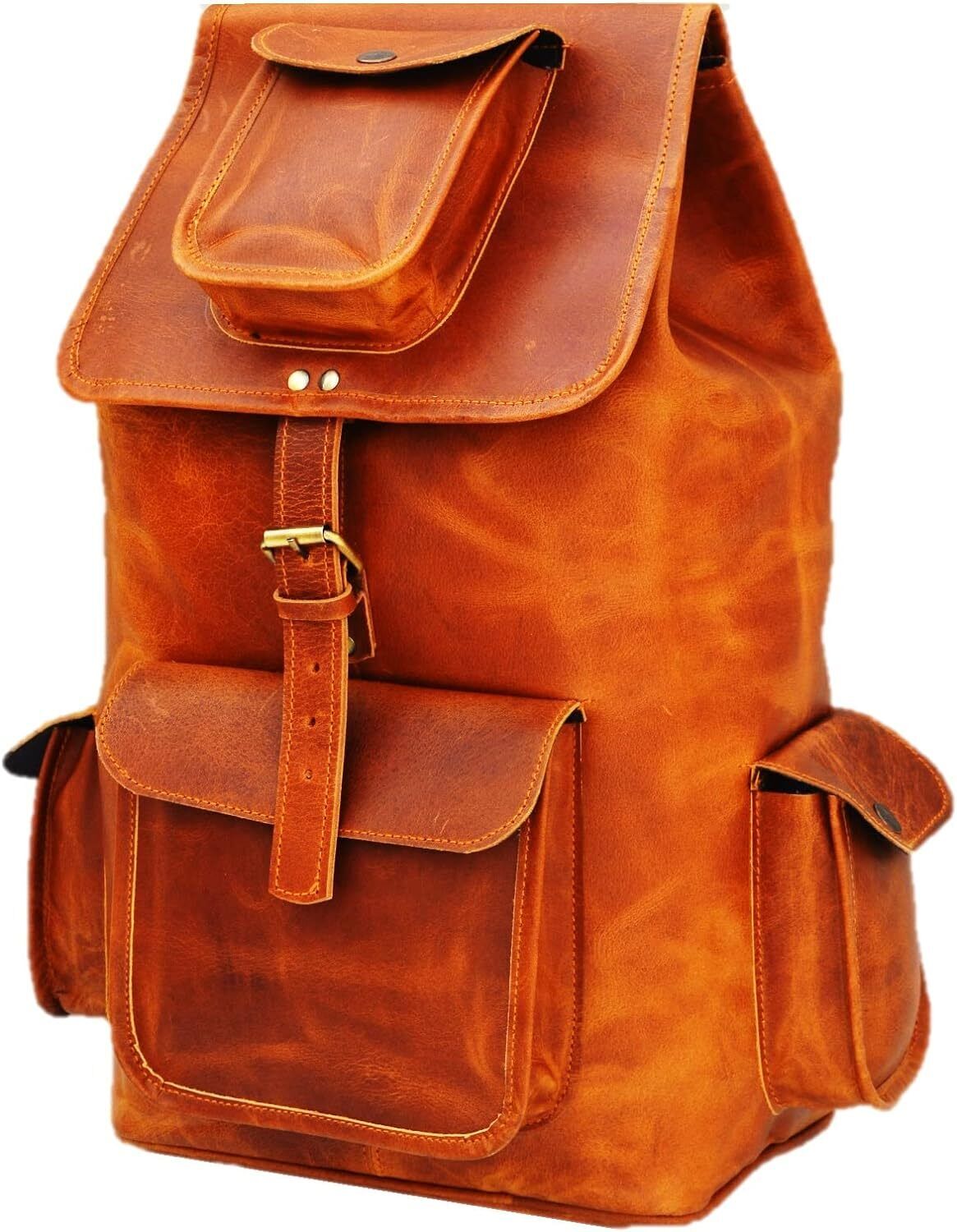 URBAN DEZIRE Men’s Vintage Leather Backpack 16 inch Laptop Bag Business... 