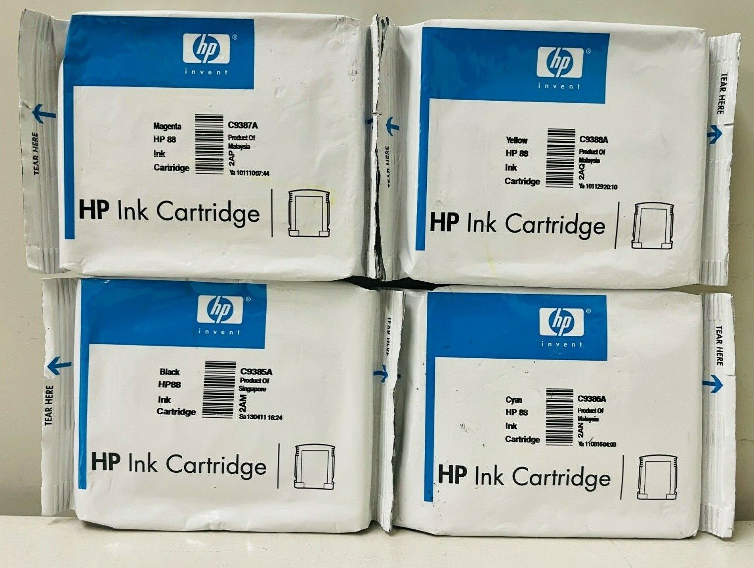 New Genuine HP 88 Black Cyan Magenta Yellow 4PK Ink Cartridges