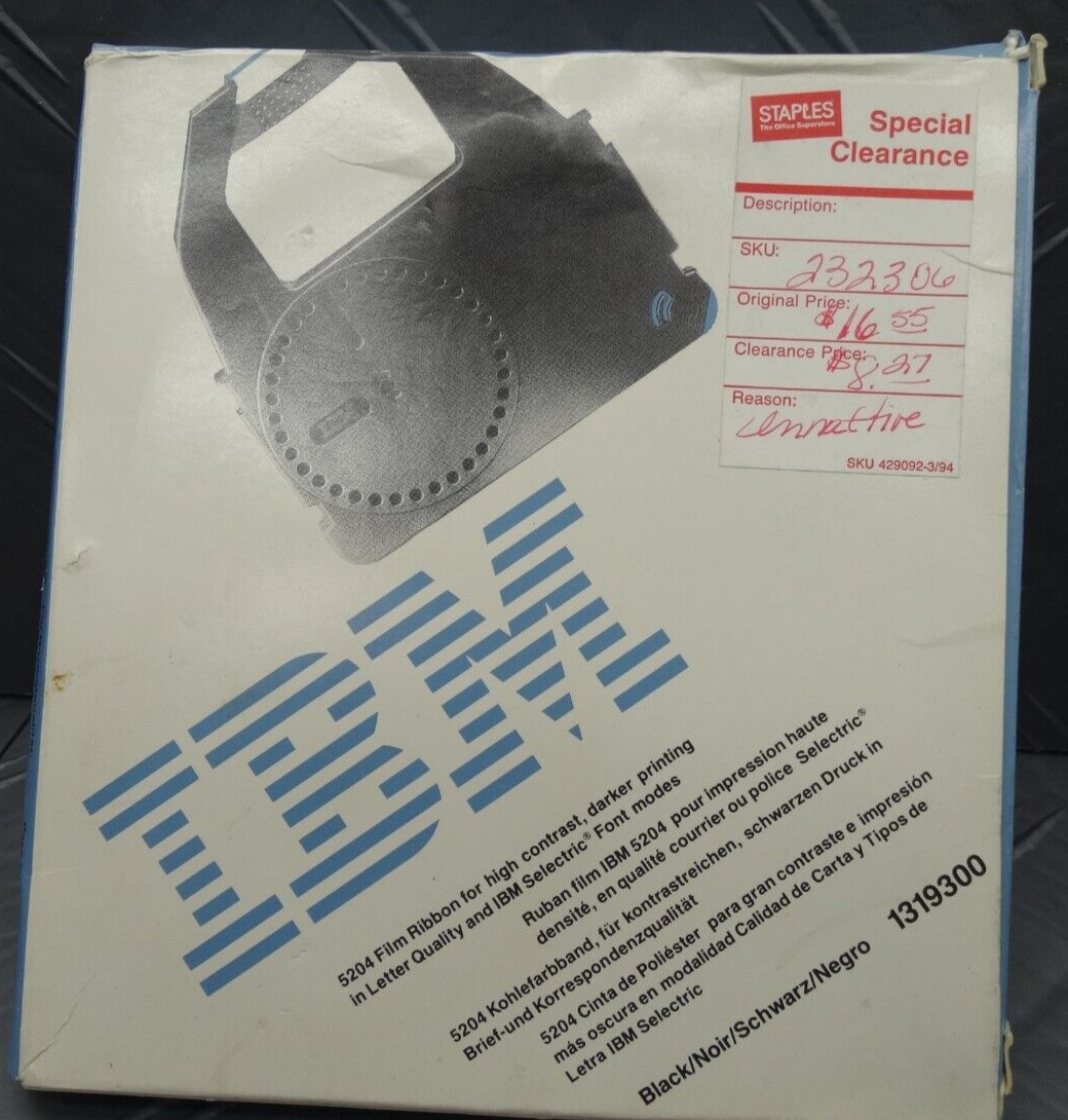 IBM 1319300 Black Film Ribbon Printer Ink Fits 5204 Old Stock New In Box