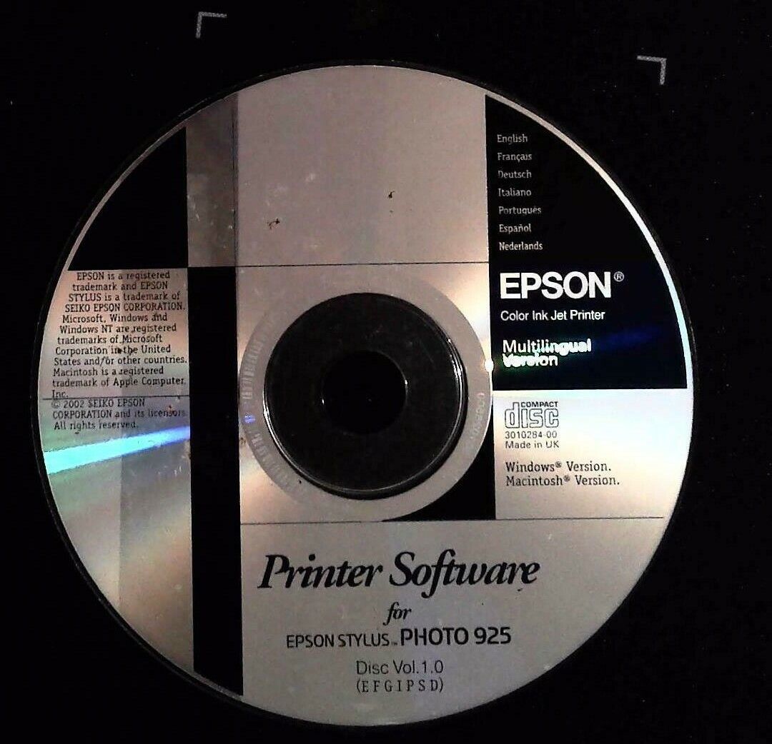 Epson Stylus Photo 925 Printer Software Drivers Windows Macintosh Disk