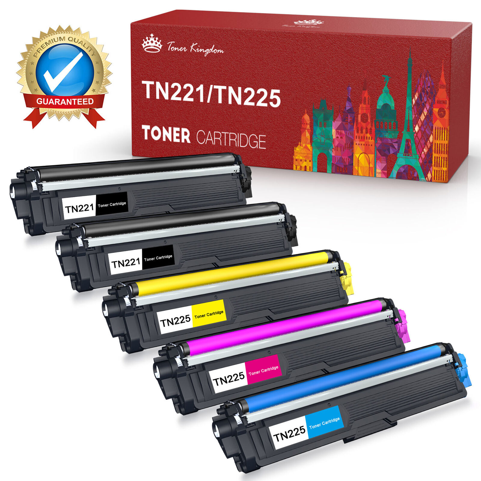 5Pk TN225 TN221 BK Color Toner Set For Brother HL-3140CW MFC-9130CW MFC-9330CDW
