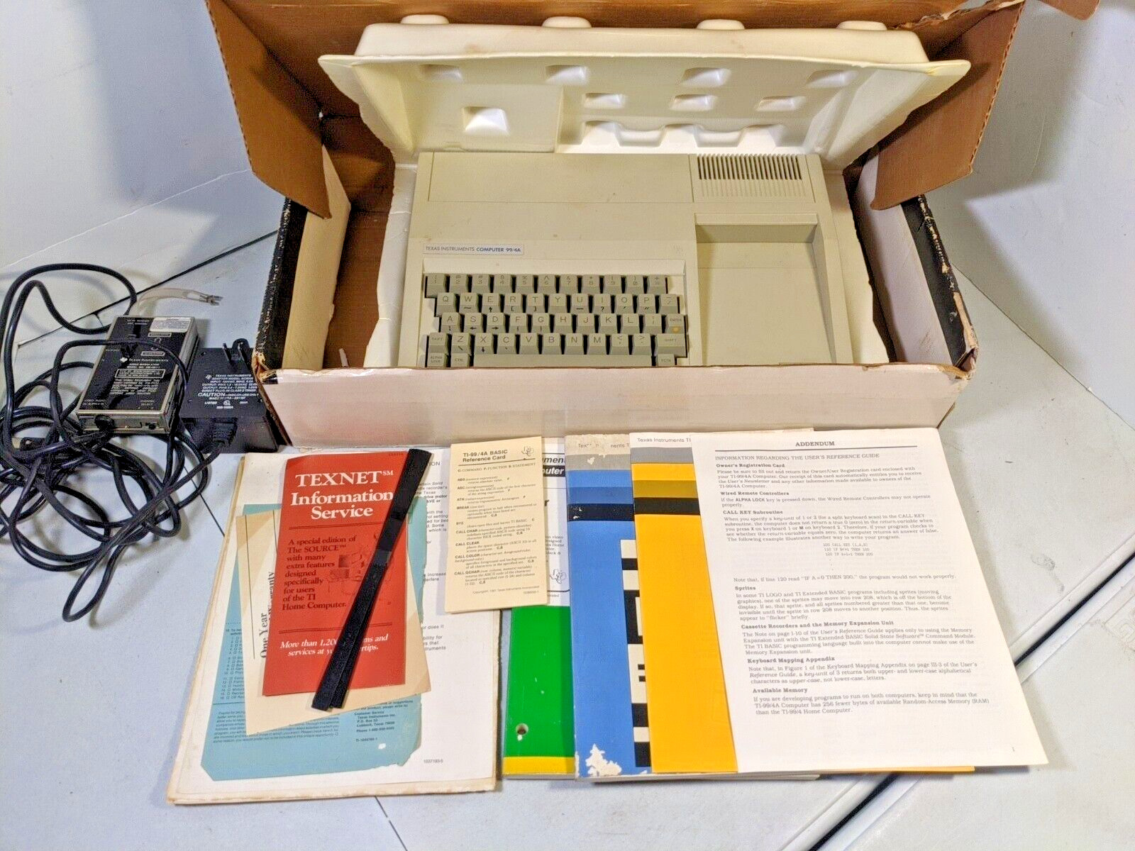 Texas Instruments Ti-99/4A Vintage Home Computer Original Box & Manuals Untested