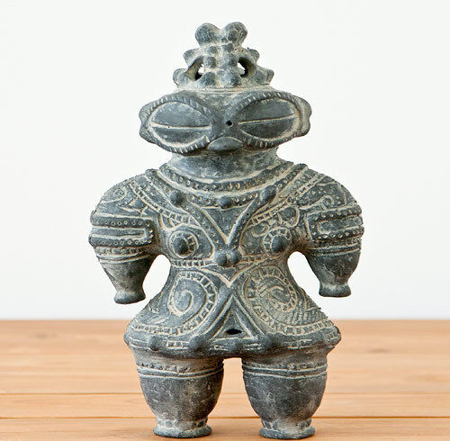 Dogu Jomon period Clay Statue Earthen Figure Form Doll Image Ancient Black 27cm
