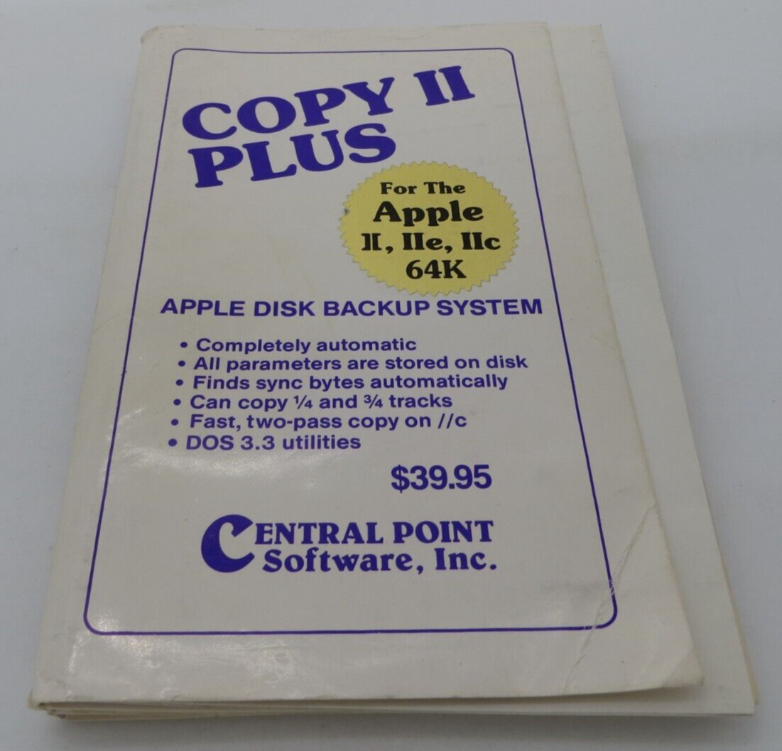 COPY II PLUS For Apple II IIe IIc Vintage Computer Book / Manual
