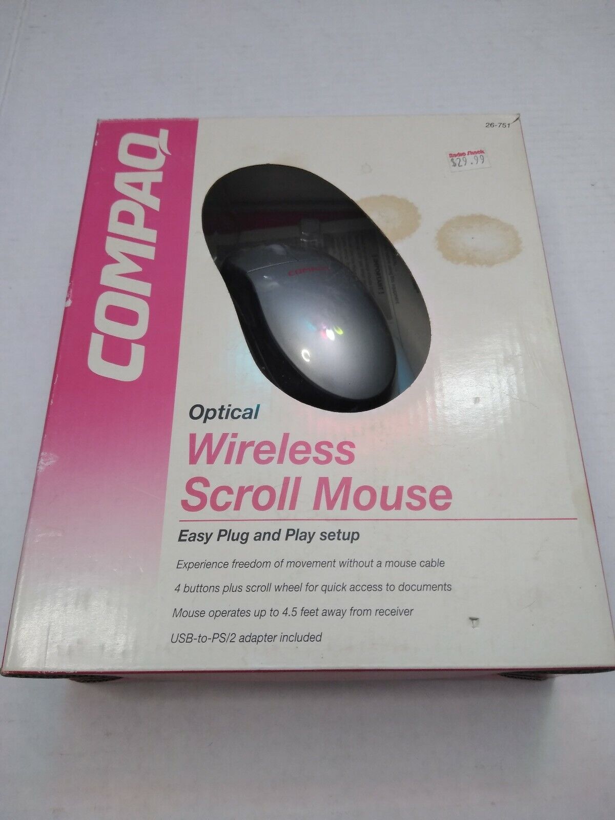 VINTAGE Compaq Optical Wireless Scroll Mouse OPEN BOX