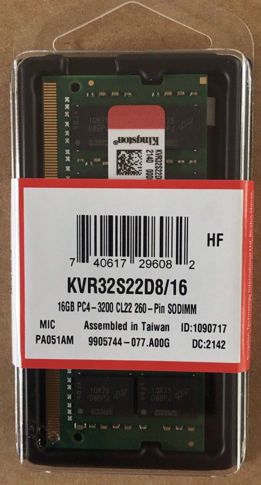 KINGSTON 16GB PC4-3200  DDR4-25600  KVR32S22D8/16  Laptop Memory *NEW SEALED*