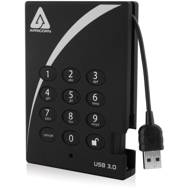 Apricorn Aegis Padlock 1 TB Hard Drive External USB 3.0 5400rpm A25-3PL256-1000