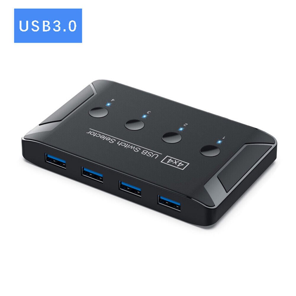 USB 2.0 / 3.0 Switch Selector KVM Switcher for 4 PC Sharing 4 USB Devices