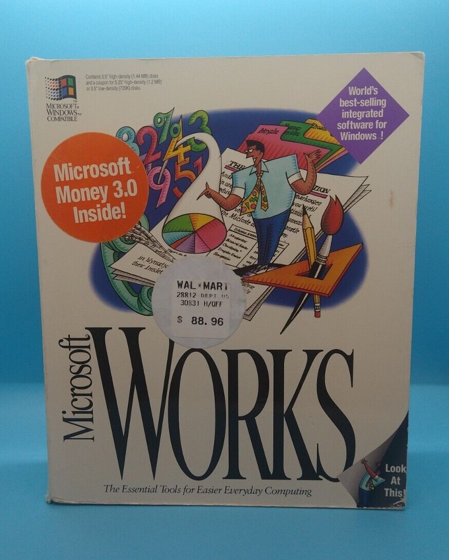 Vintage 1993 Microsoft Works: Version 3.0 Disk Set 1-4, with Money 3.0 Included