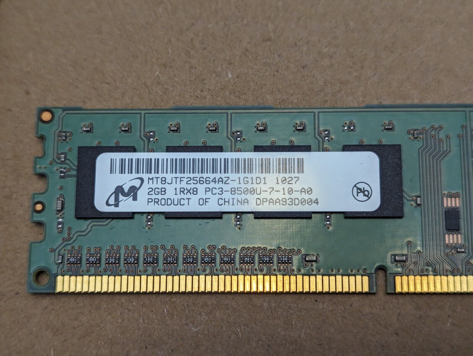 Micron 2GB x1 DDR3 PC3-10600U Desktop RAM Memory -   MT8JTF25664AZ-1G4D1