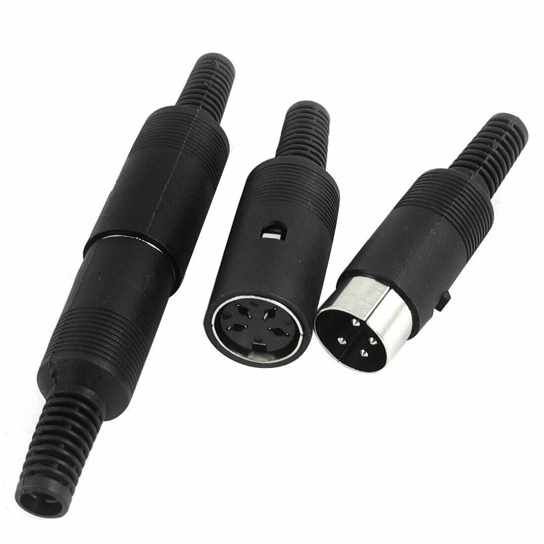 2 Pairs 4 Pins Male Female Jack DIN Audio Connector 6.5mm Replacement