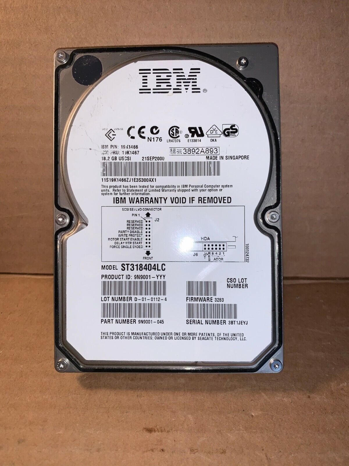 IBM 18.2GB 10K 80PIN SCSI 3.5\'\' HD 19K1467 / 19K1466 / ST318404LC