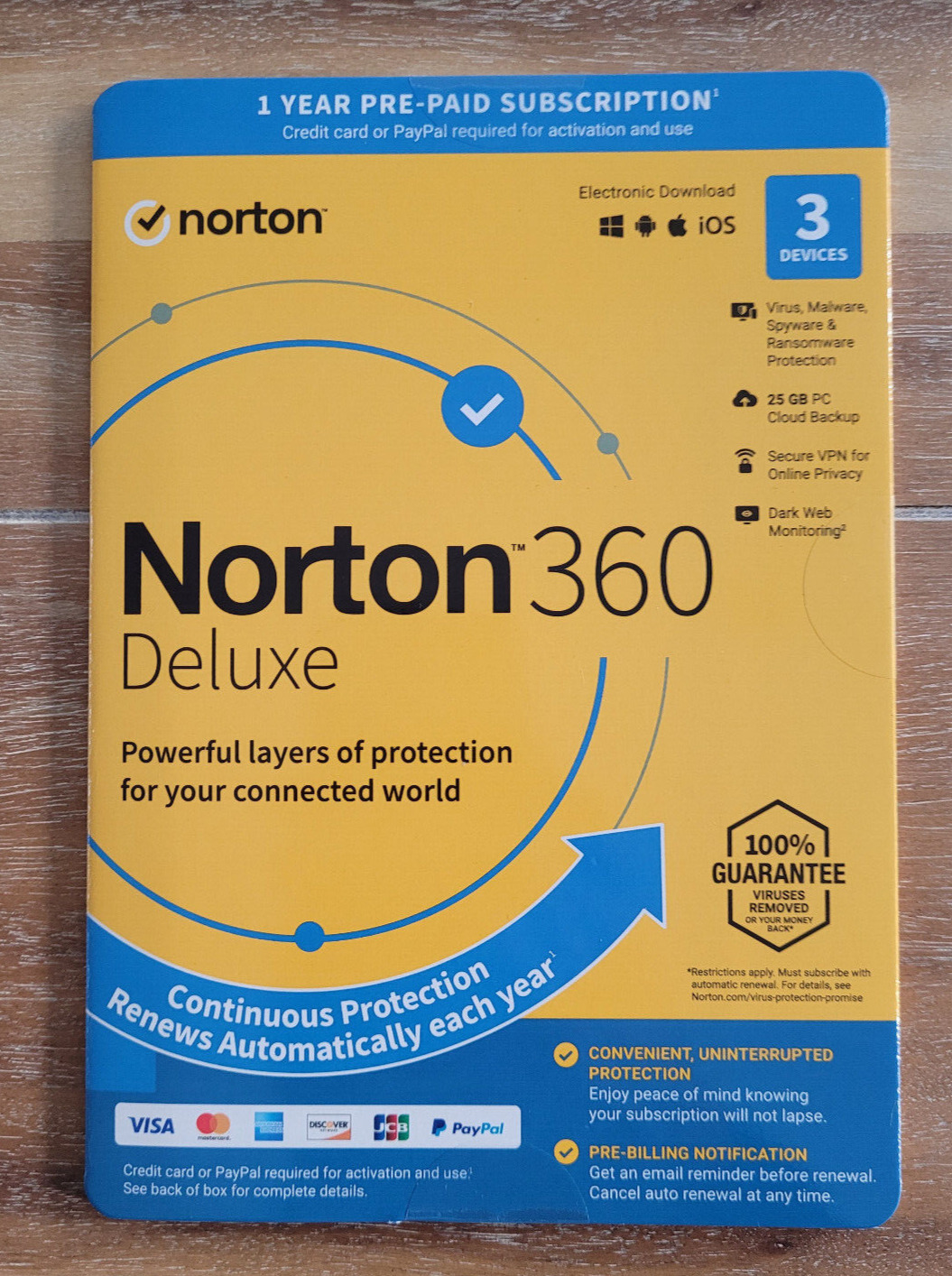NORTON 360 DELUXE 2024 (3 DEVICE/1 YEAR) INTERNET SECURITY, VPN New Ships FAST 