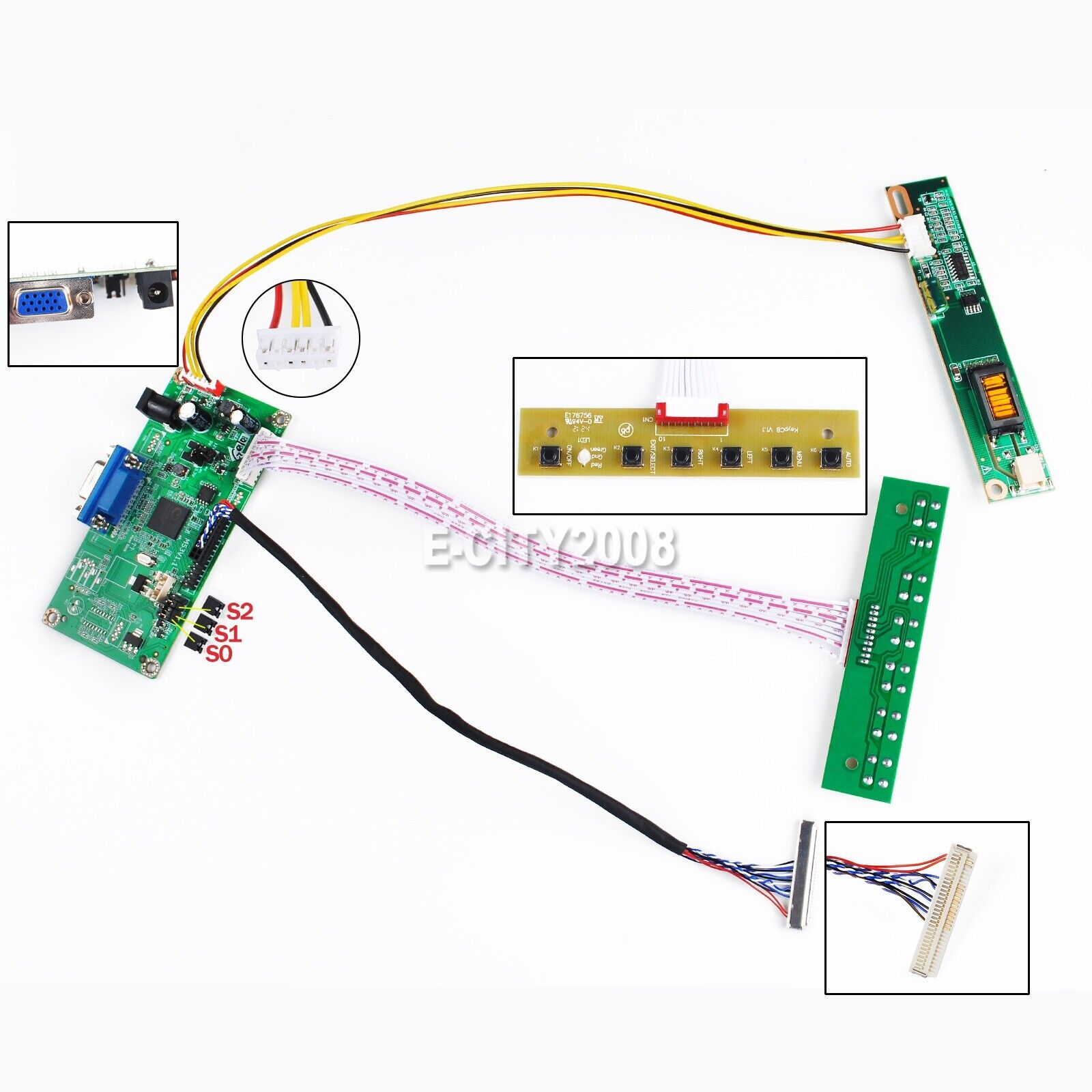 VGA LCD Controller Board DIY Kit For B154EW08 V.1 V1 CCFL 30Pin Ship From USA