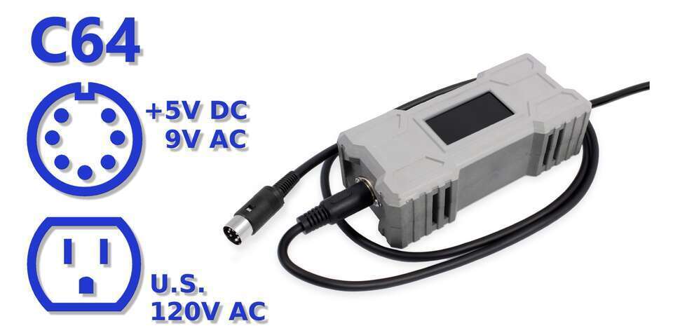 RetroPower PSU Commodore C64 US Plug, LED, 120V, Power Supply