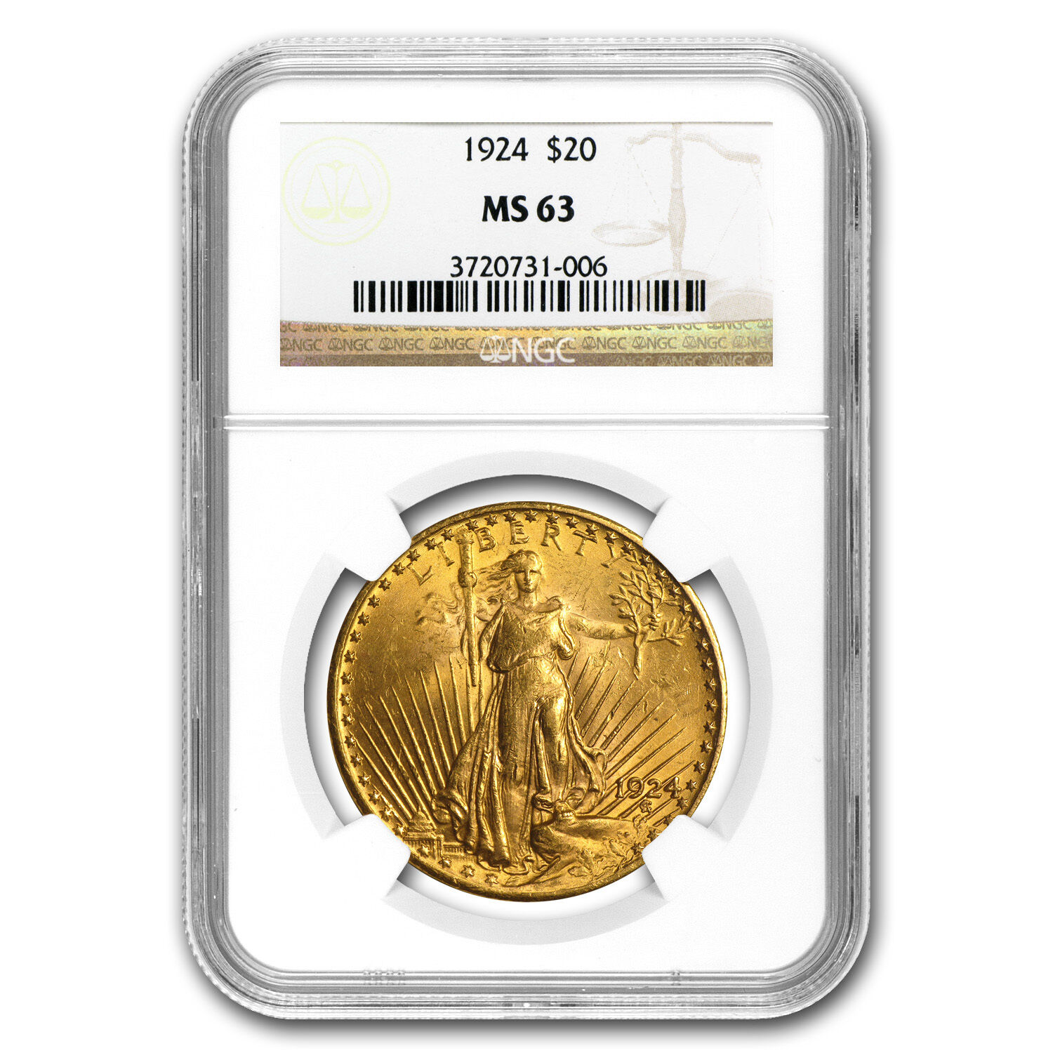 $20 Saint-Gaudens Double Eagle Gold Coin - Random Year - MS-63 NGC - SKU #123
