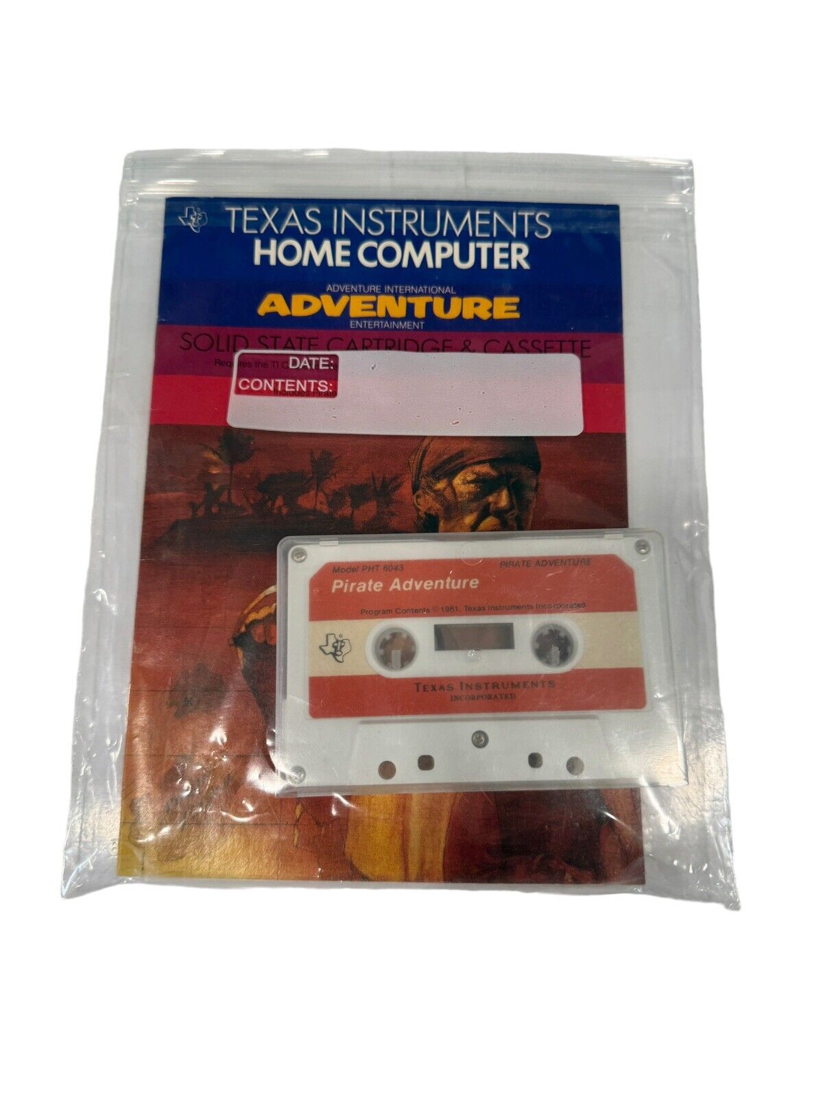 TI99-4a Home Pirate Adventure Cassette Rare PHT 6043 W/ Manual