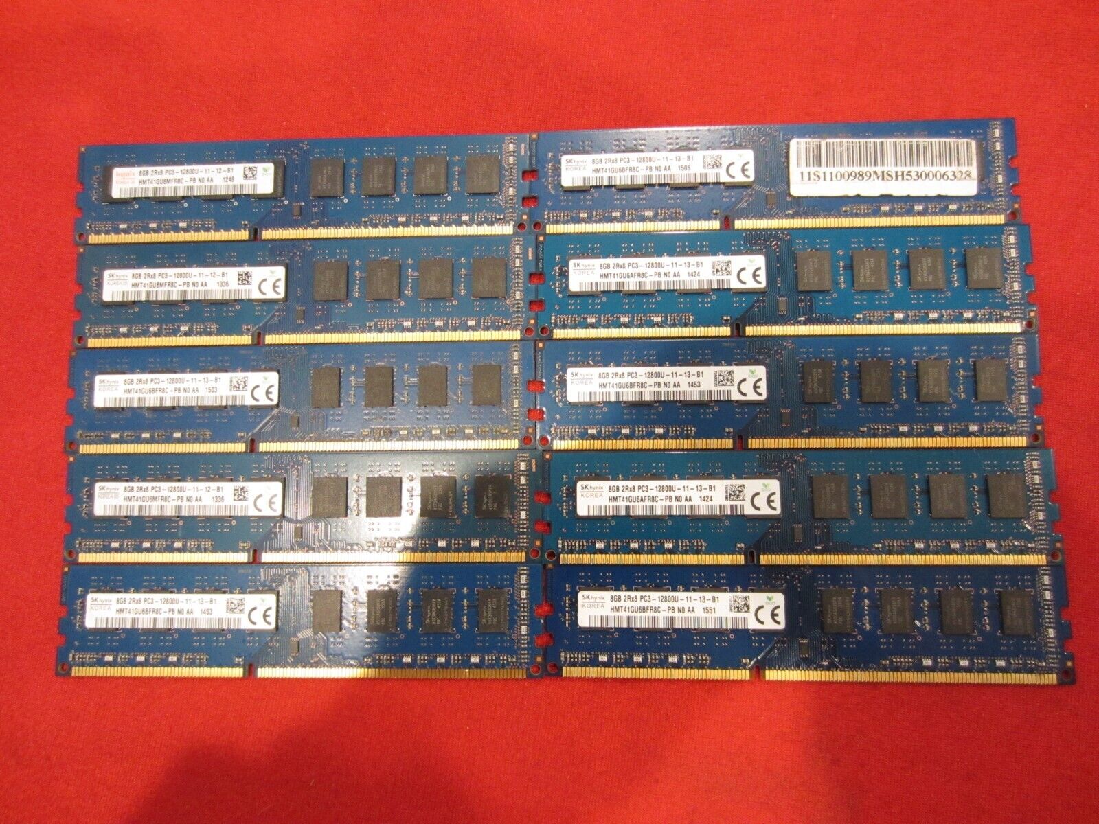 Lot of 19pcs SKhynix 8GB 2Rx8 PC3/PC3L-12800U DDR3-1600Mhz Non-Ecc Desktop Memor