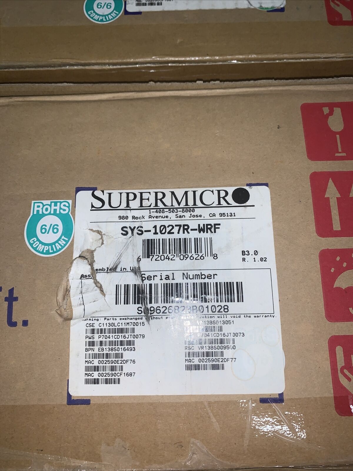 SUPERMICRO SYS-1027R-WRF Server NEW IN BOX