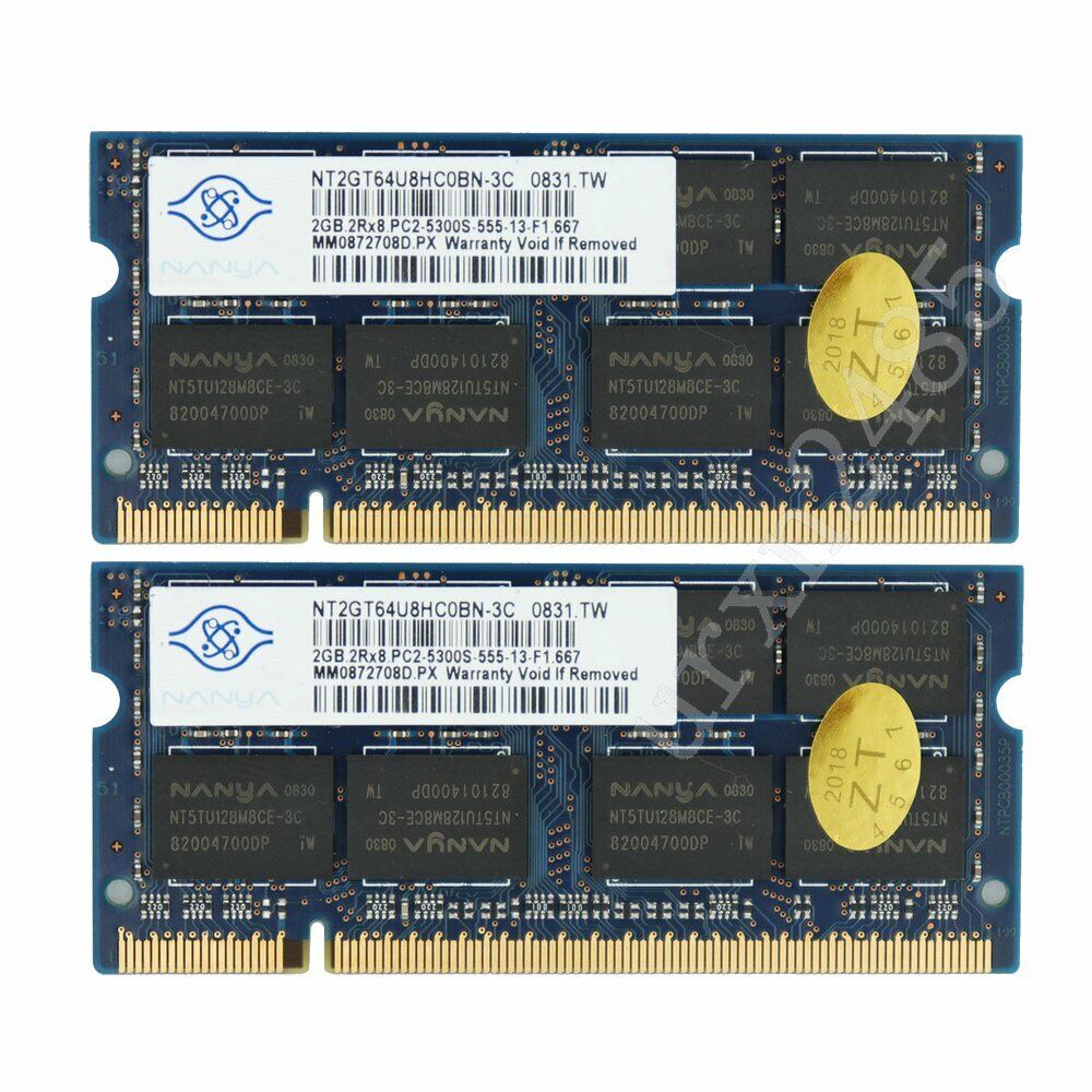 For NANYA 4GB (2x 2GB) PC2-5300S DDR2-667MHz 200PIN CL5 SO-DIMM Laptop Memory