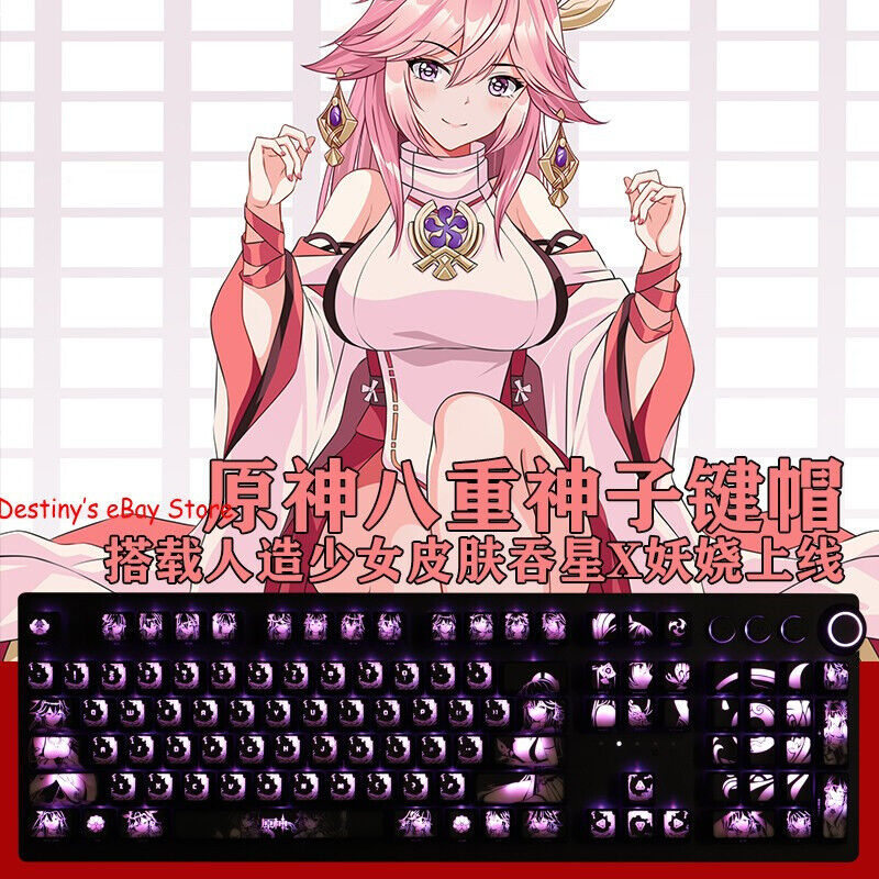 Genshin Impact Yae Miko Keycaps RGB Transparent Keycap for Mechanical Keyboard