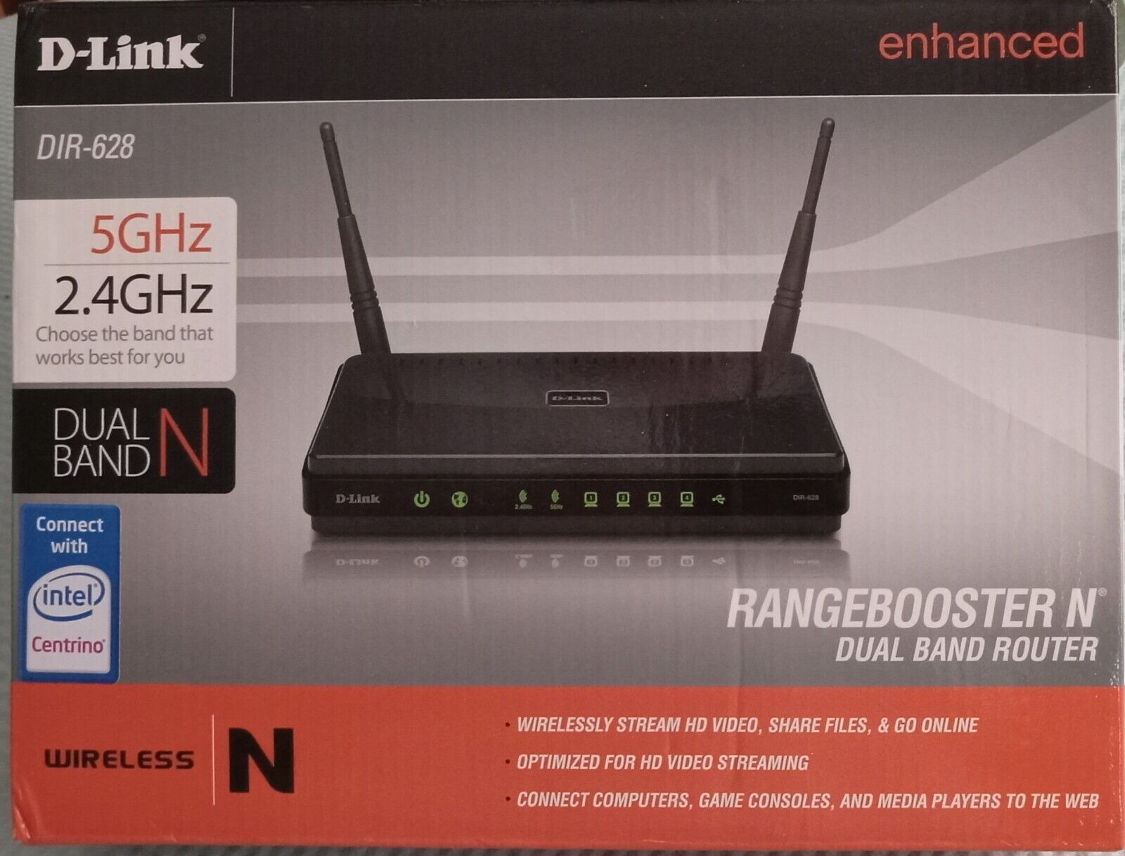 D-Link RangeBooster N DIR-628 54 Mbps 4-Port 10/100 Wireless N Router (DIR-628)