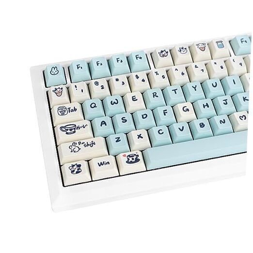 Custom Keycaps, 143 Keys Milk Rabbit Keycaps, PBT Cherry Milk Rabbit Blue
