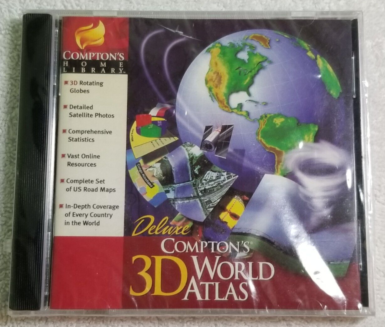 New Compton\'s 3D World Atlas Deluxe (PC, 1998) Vintage Windows 95/98 Software