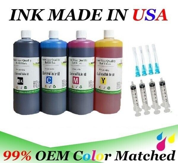 4-Color 500ml Universal Refill Ink bottle HP Canon Brother Lexmark Dell W tools
