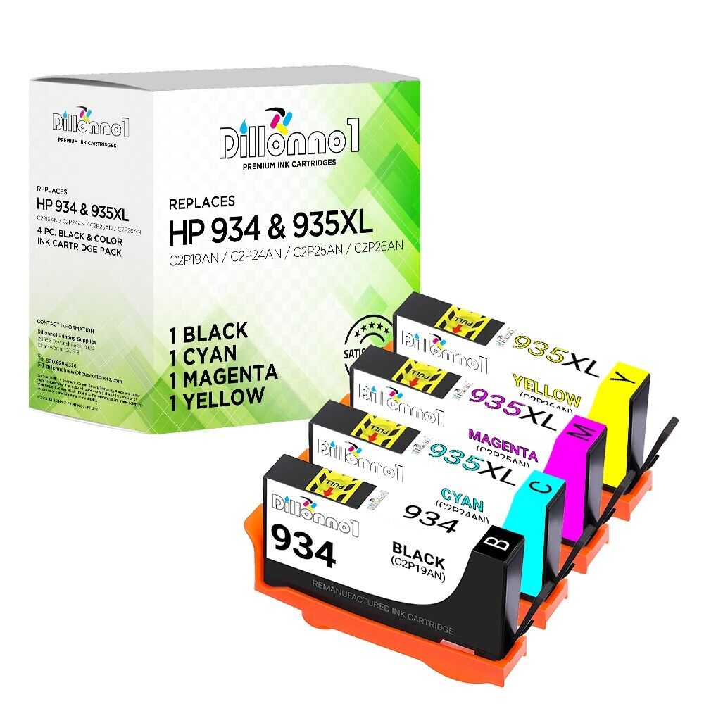 4 Pack for HP #934 #935XL Ink Cartridges for HP Officejet 6812 6815