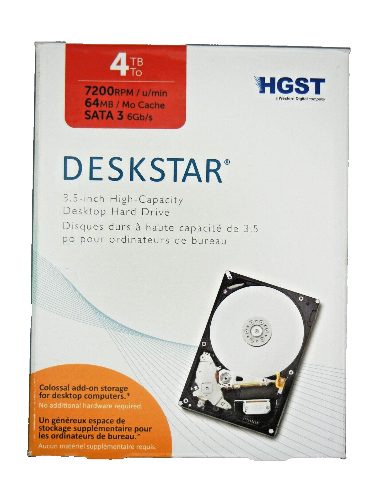 HGST Deskstar 3.5-Inch 4TB 7200RPM SATA III 64MB Cache Internal Hard Drive NIB