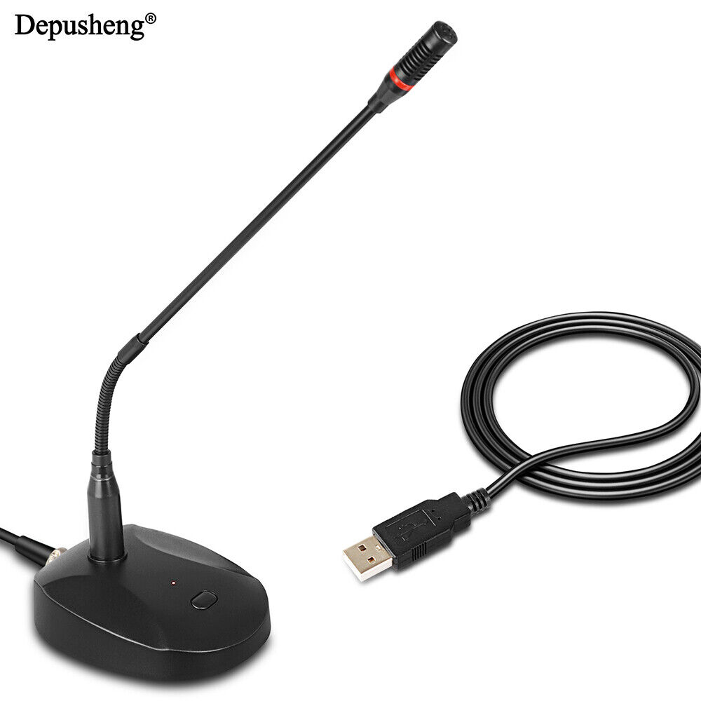 USB Condenser Microphone Gooseneck Depusheng U140 360° Flexible Stand for Speech