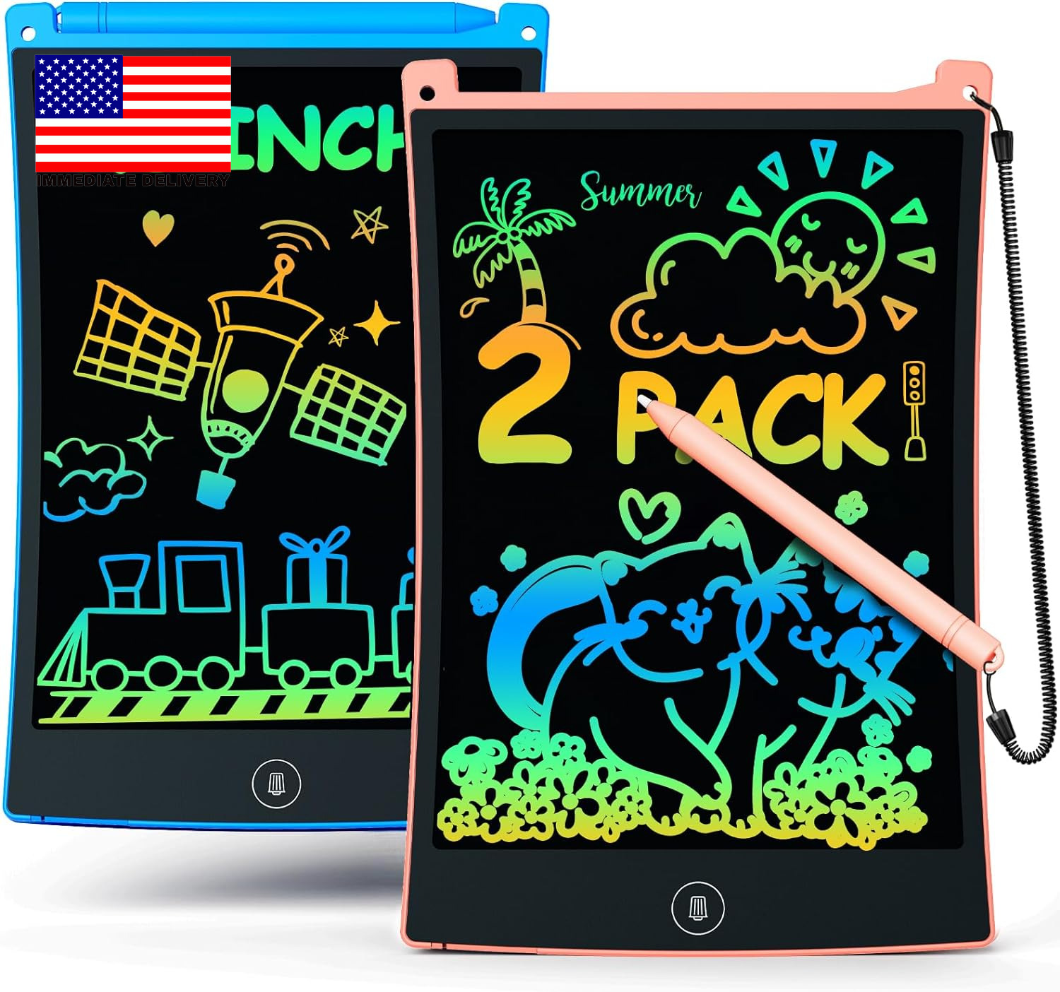 2 Pack LCD Writing Tablet with Stylus, 8.5 Inch Colorful Doodle Board Drawing Pa