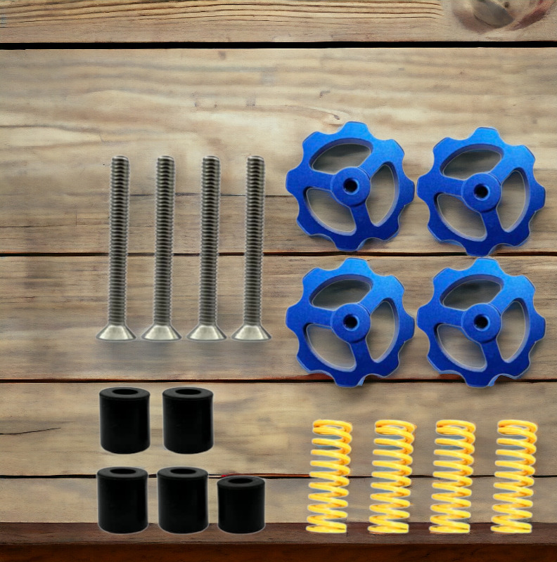 17Pcs 3D Printer Hotbed Leveling Kit,4Pcs Blue Aluminum Hand Twist Leveling Nut,
