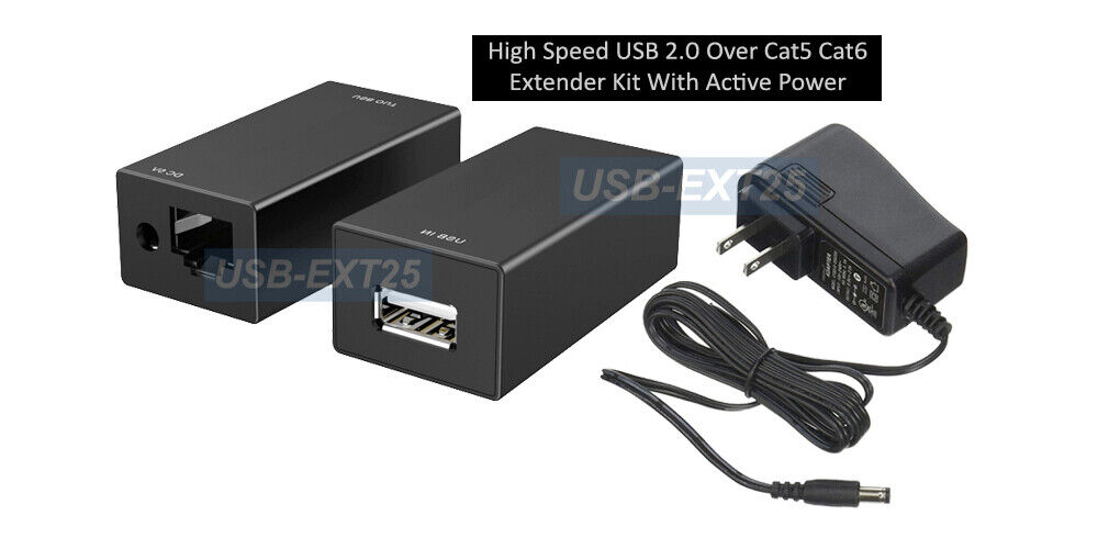 480Mbps USB 2.0 Over Ethernet Extender Kit With Power Adapter