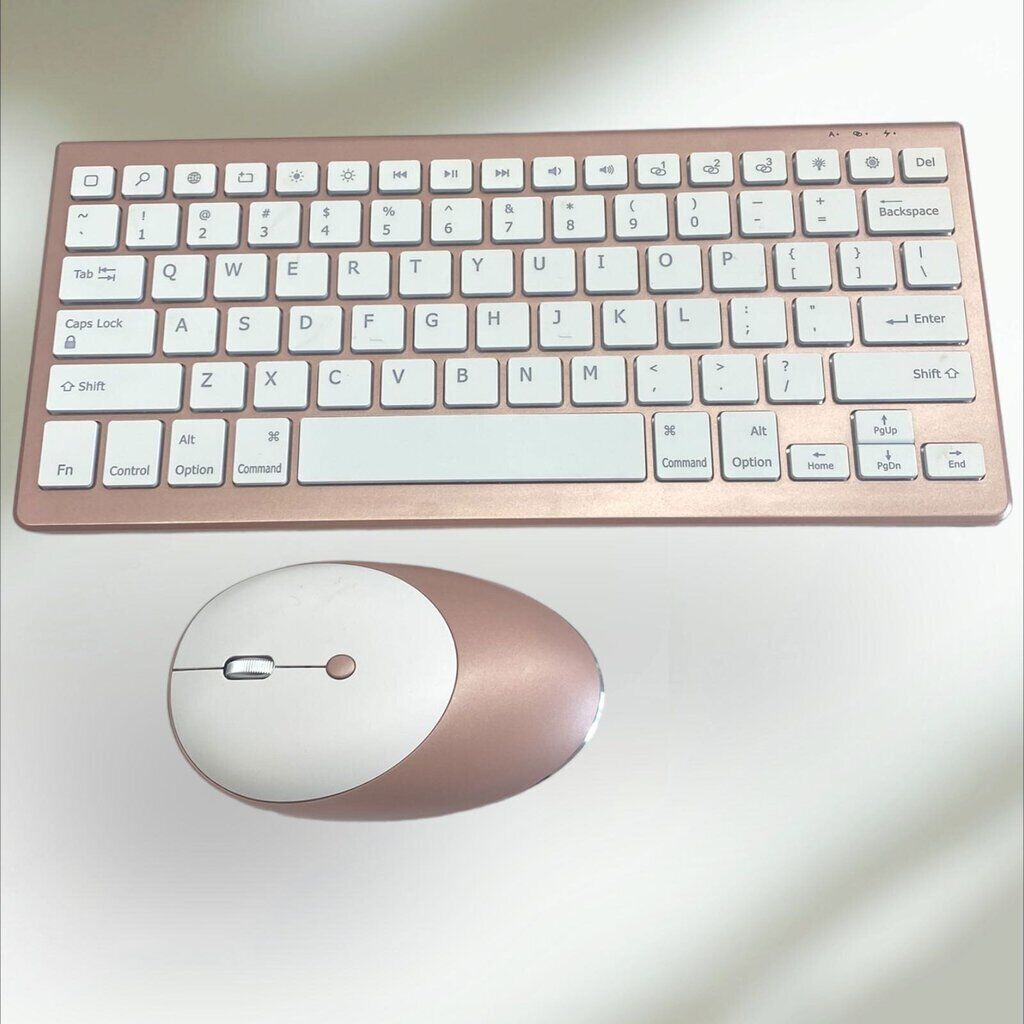 Jelly Comb Wireless Backlit Keyboard Mouse Combo Rose Gold