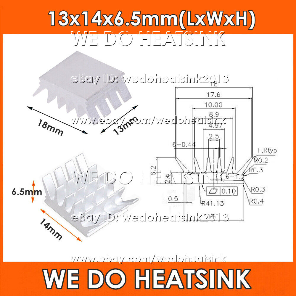 13x14x6.5mm With or Without Tape Spiky Slotted Anodized Aluminum Heatsink Cooler
