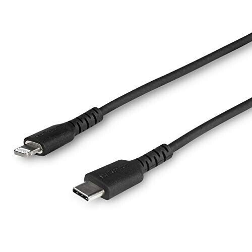 StarTech.com 3 foot/1m Durable Black USB-C to Lightning Cable, Rugged Heavy Duty