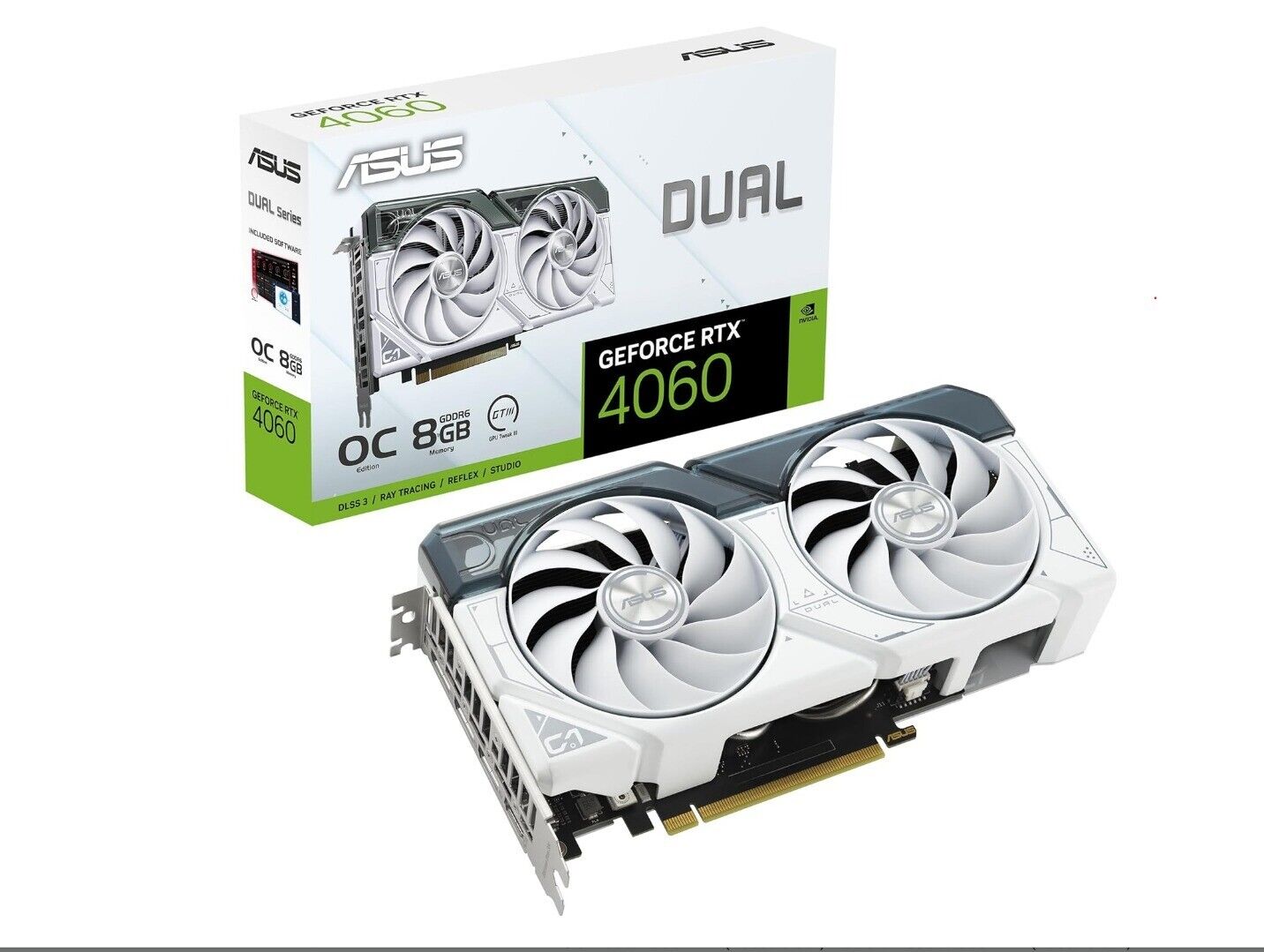 ASUS Dual GeForce RTX 4060 OC White Edition 8GB GDDR6 (PCIe 4.0, 8GB GDDR6 DLSS3