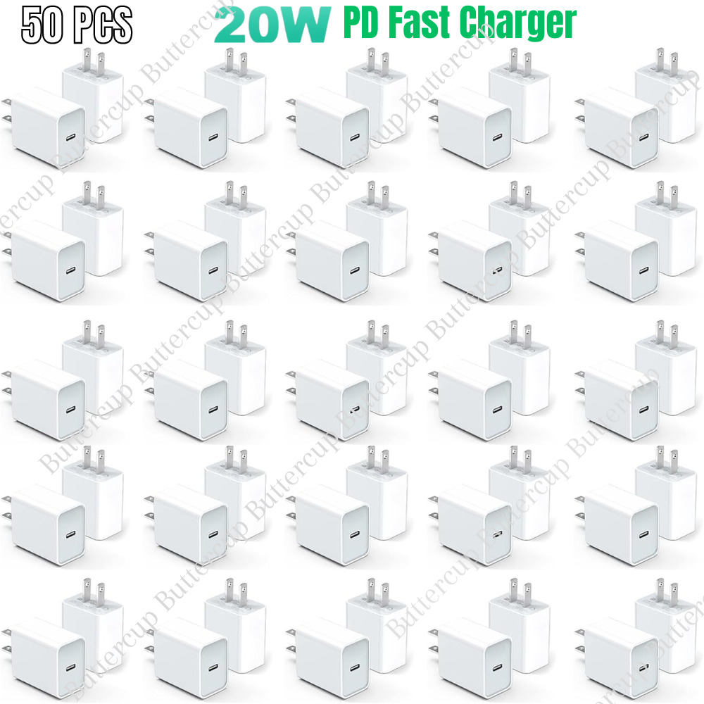 50x Bulk Lot 20W USB C Type C Power Adapter Fast Charger Block For iPhone iPad