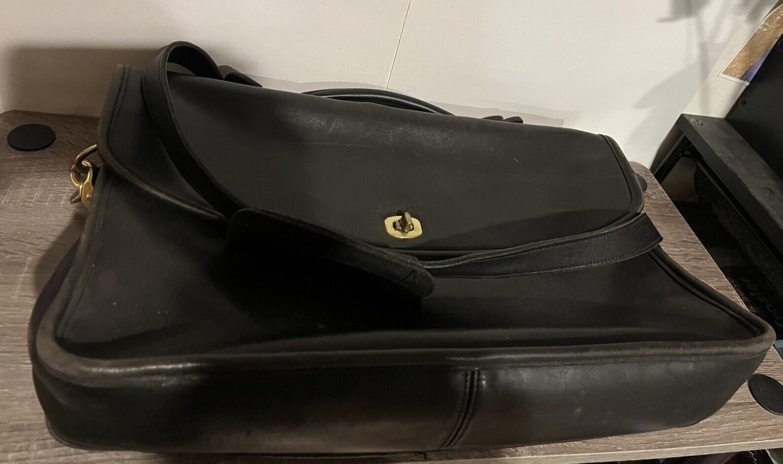 Vintage COACH Soft Briefcase #5265 Lexington Messenger Bag Black Leather