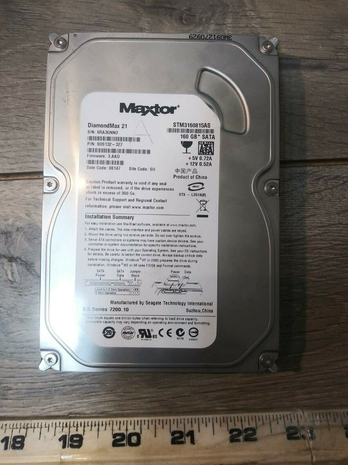 Maxtor Hard Drive 3.5 series 7200.10 diamondmax 21 160gb sata