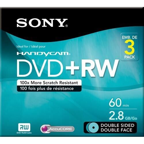Sony 8cm DVD+RW Recordable Disc (Jewel Case Pack of 3) New