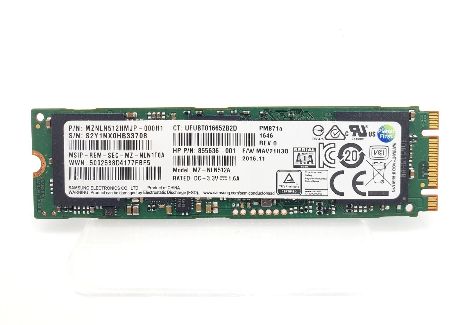 SAMSUNG PM871a MZ-NLN512A SSD 512GB M.2 855636-001 MZNLN512HMJP-000H1
