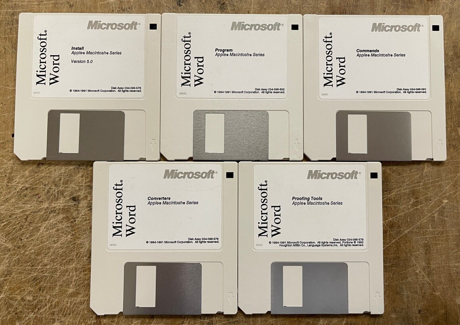 Vintage Microsoft Word Version 5.0 for Mac on 5 Floppy Disks TESTED and READABLE